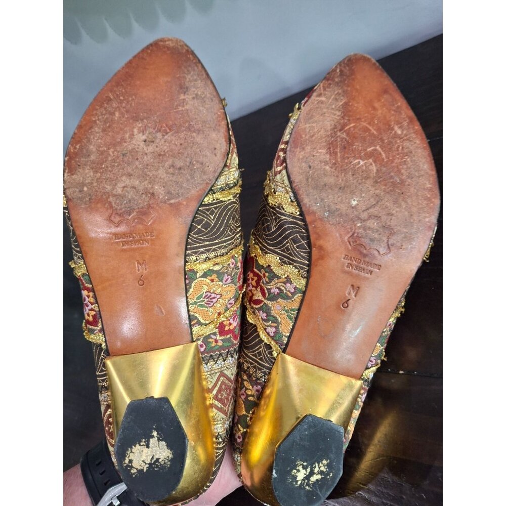Diva Brown and Gold Embroidered Mules - Picture 7 of 9